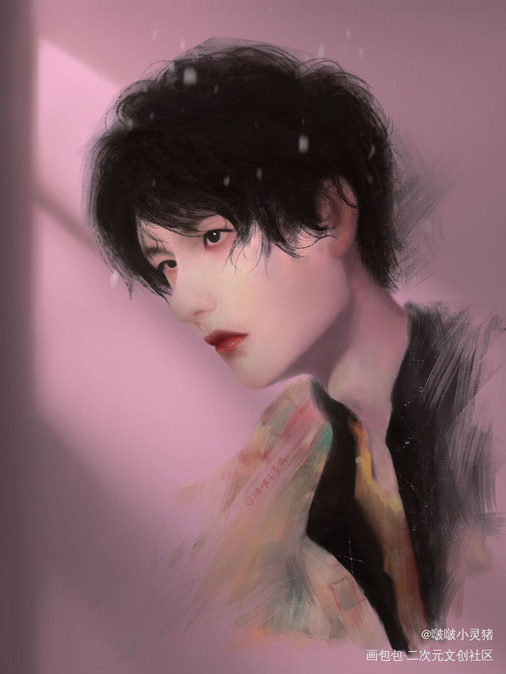 王一博_厚涂王一博绘画作品