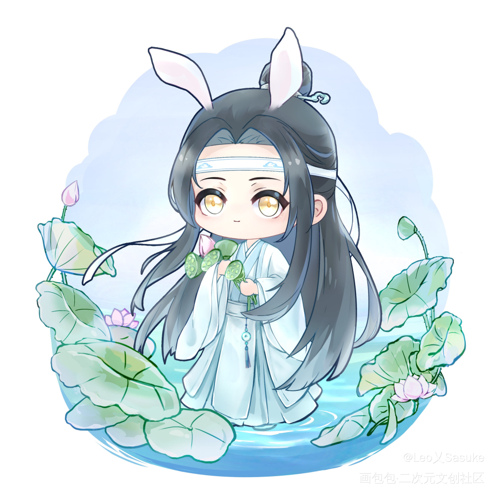 带茎的莲蓬比不带茎的_魔道祖师忘羡蓝忘机绘画作品