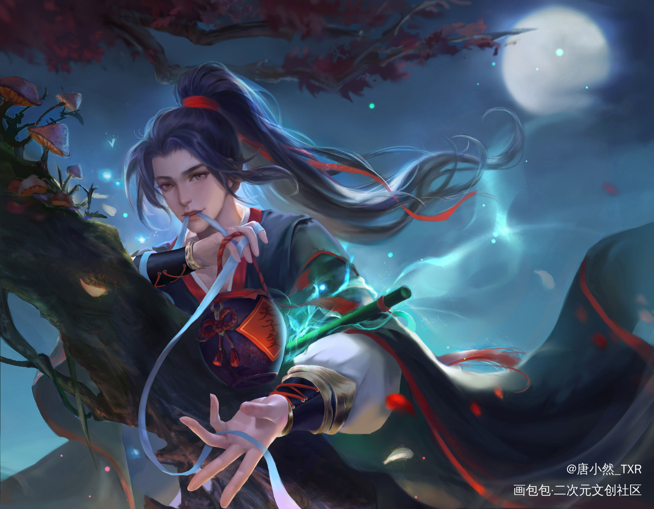 蓝湛～我有些醉了 抱我回家好吗_魔道祖师忘羡厚涂绘画作品