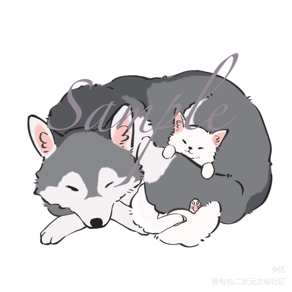 猫猫狗狗_二哈和他的白猫师尊绘画作品