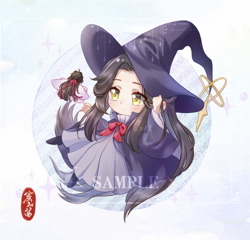 巫师小叽_魔道祖师忘羡蓝忘机魏无羡平涂Q版我要上首推插画同人绘画作品