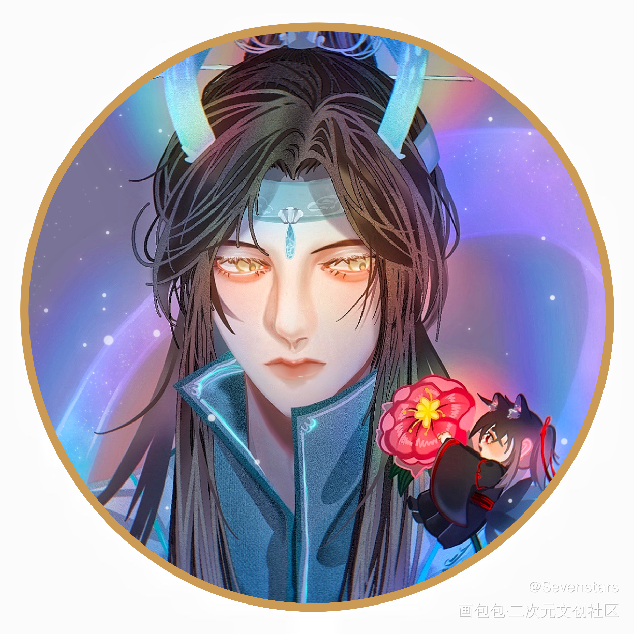 蓝忘机生日吧唧_魔道祖师忘羡古风厚涂绘画作品