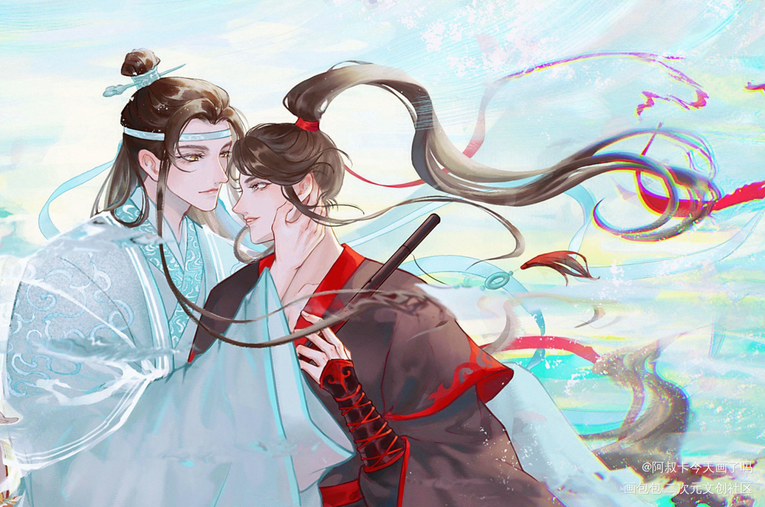 忘机生日快乐_魔道祖师忘羡蓝忘机魏无羡古风蓝忘机0123生日快乐墨香铜臭绘画作品