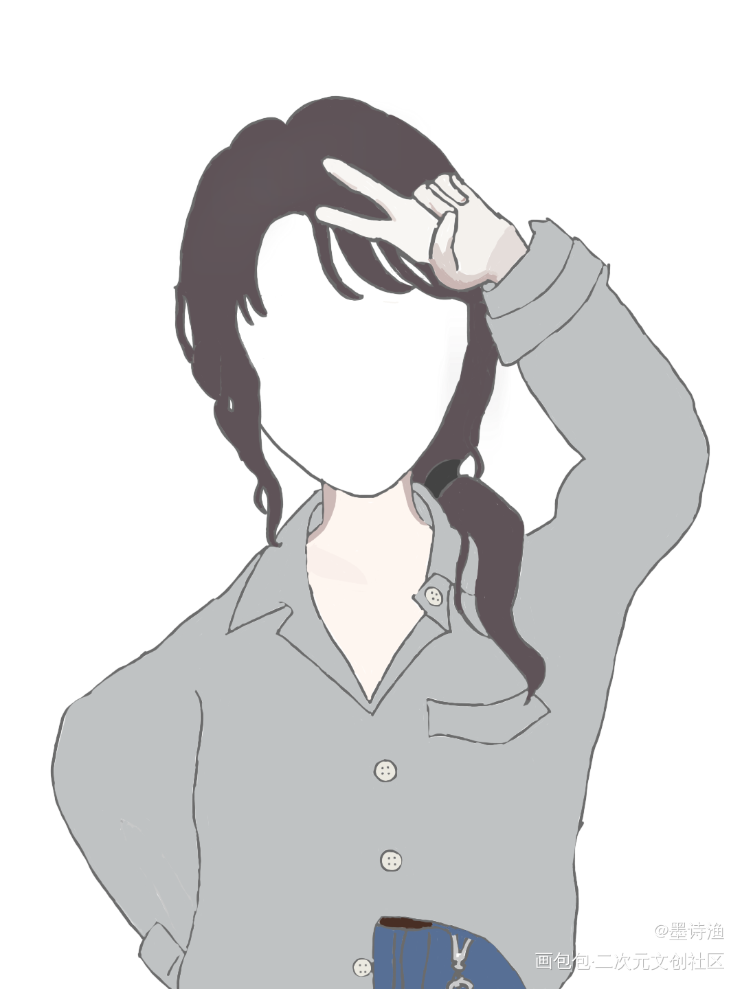 不会画脸就挺烦_自设绘画作品