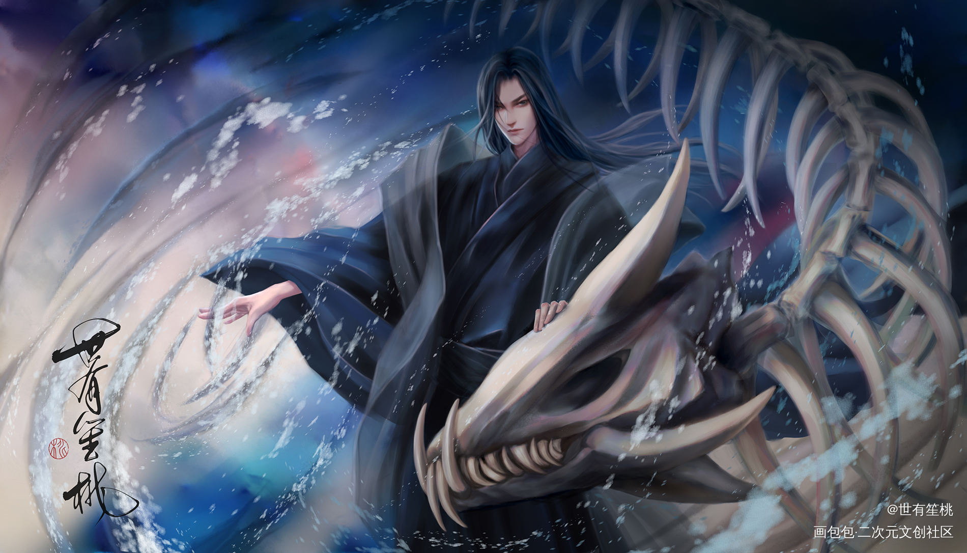 天官赐福 黑水沉舟_天官赐福贺玄贺玄厚涂我要上首推插画同人黑水沉舟绘画绘画作品