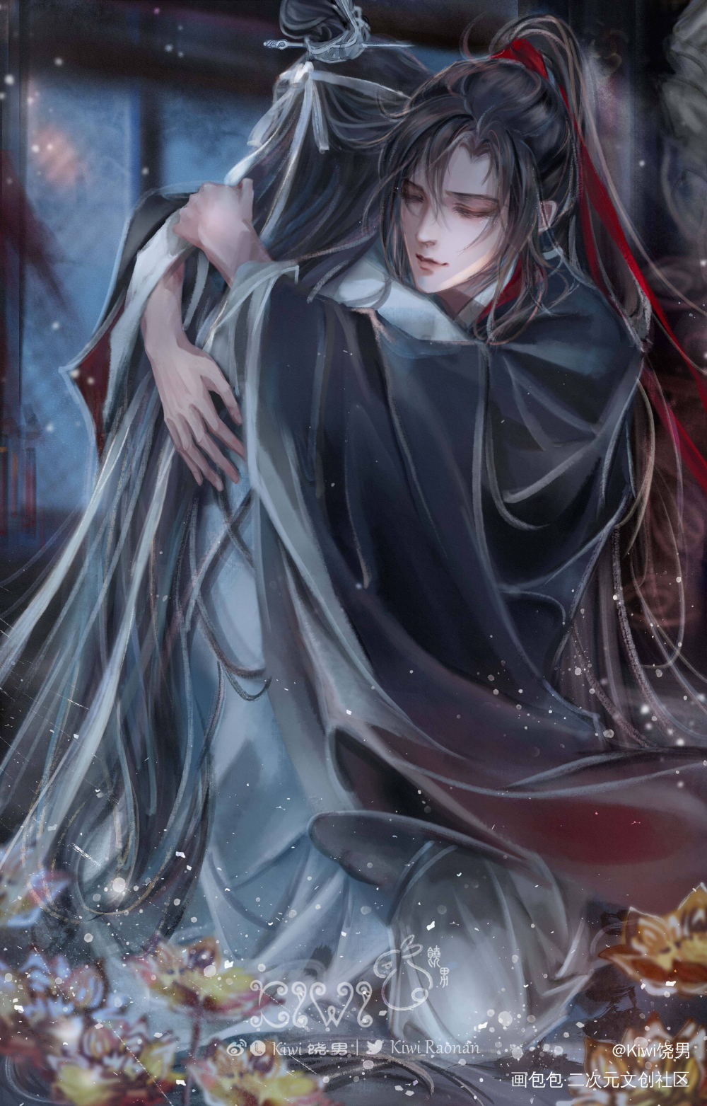 名场面《你特别好，我喜欢你。》_魔道祖师忘羡蓝忘机魏无羡蓝忘机0123生日快乐绘画作品