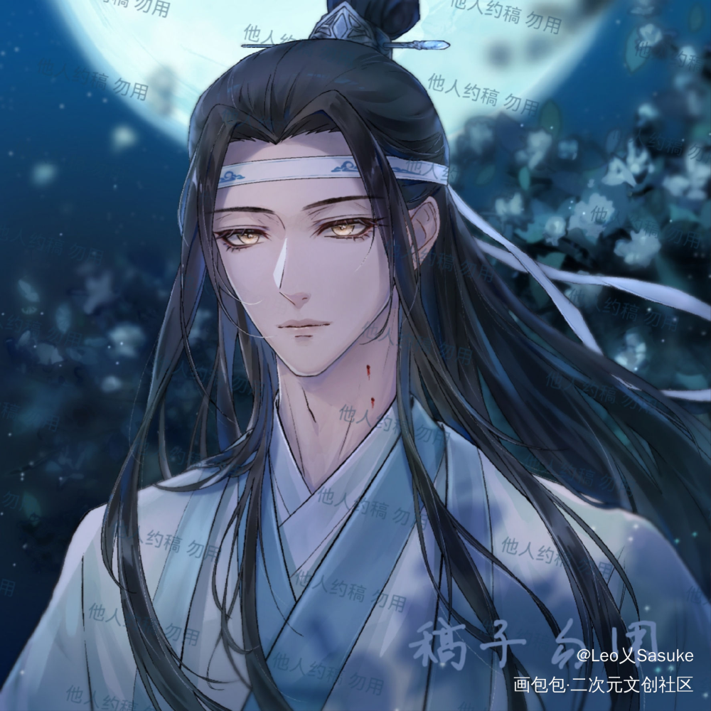 汪叽稿一张~_魔道祖师忘羡蓝忘机绘画作品