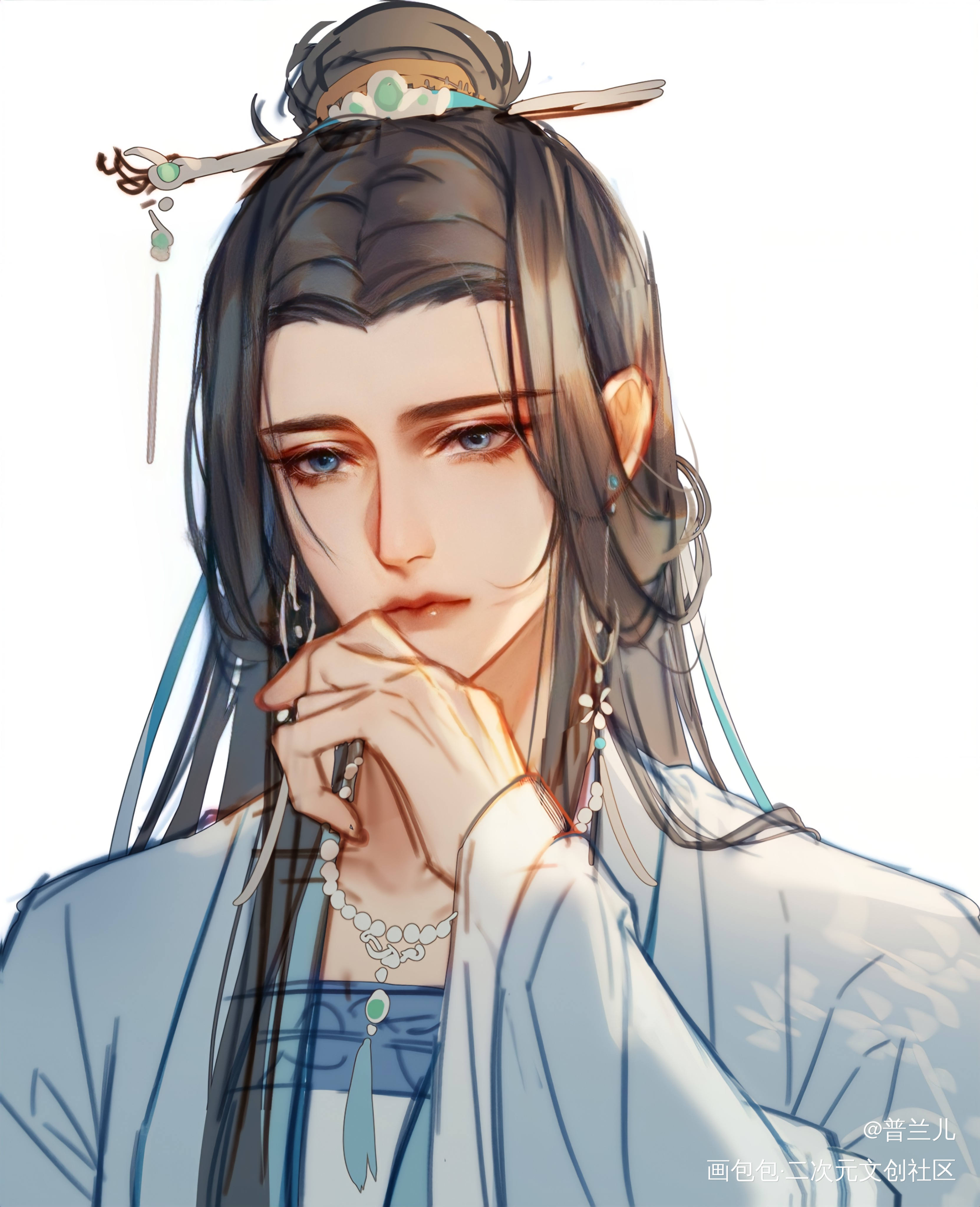 千秋女装三人组hhhhh_千秋晏沈古风平涂头像同人千秋梦溪石板绘绘画作品