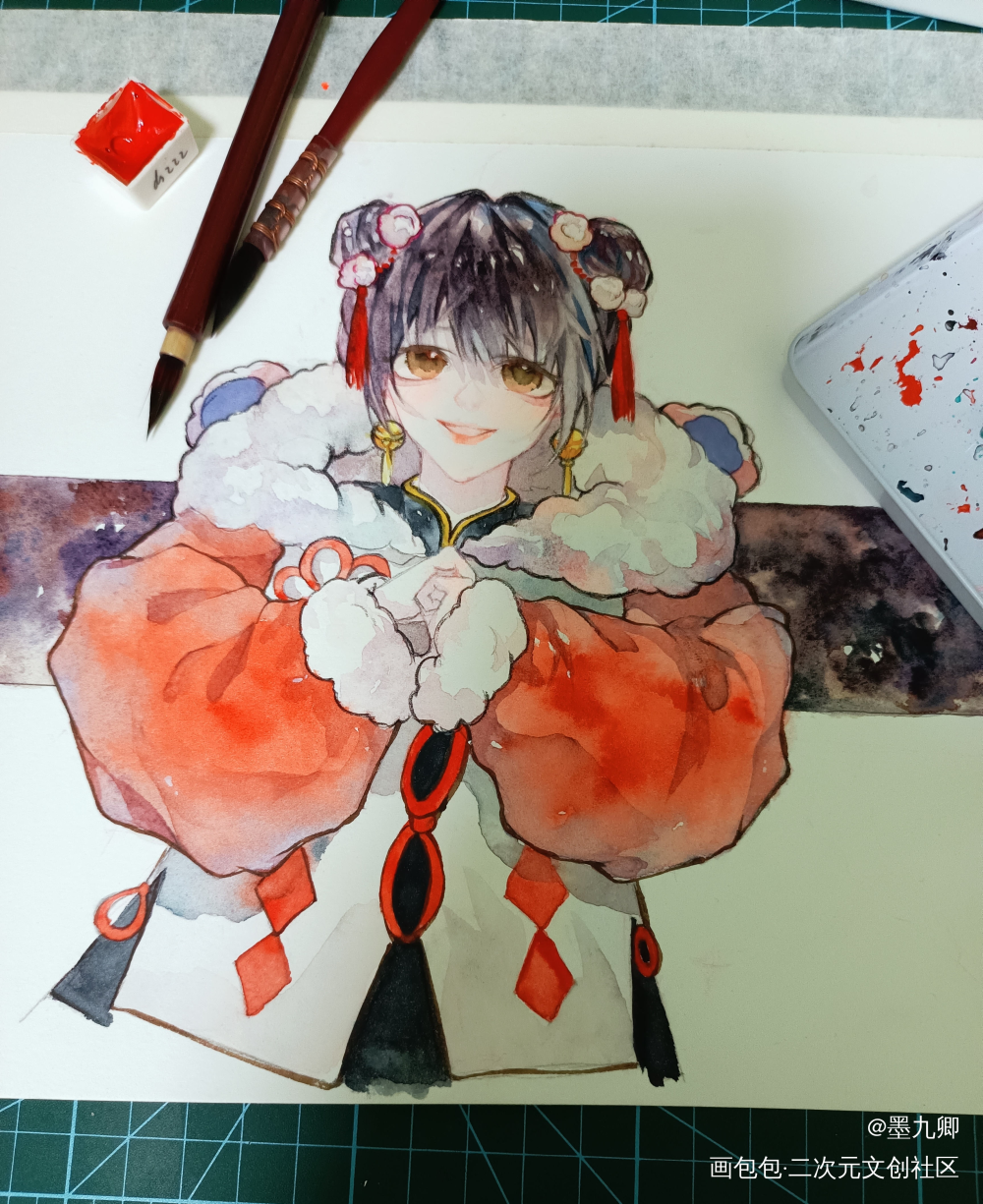新年贺图来啦_手绘水彩绘画作品