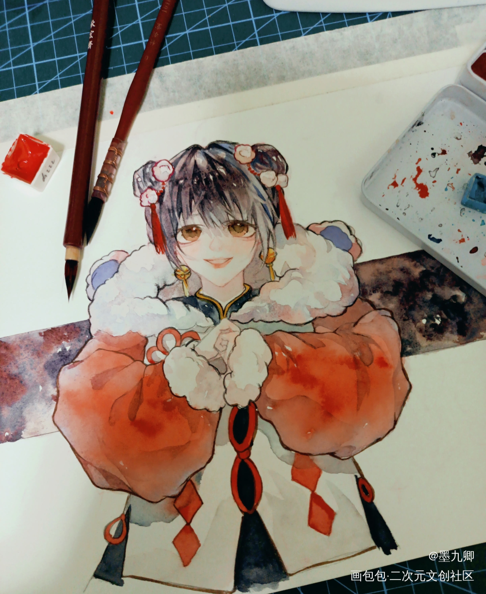 新年贺图来啦_手绘水彩绘画作品