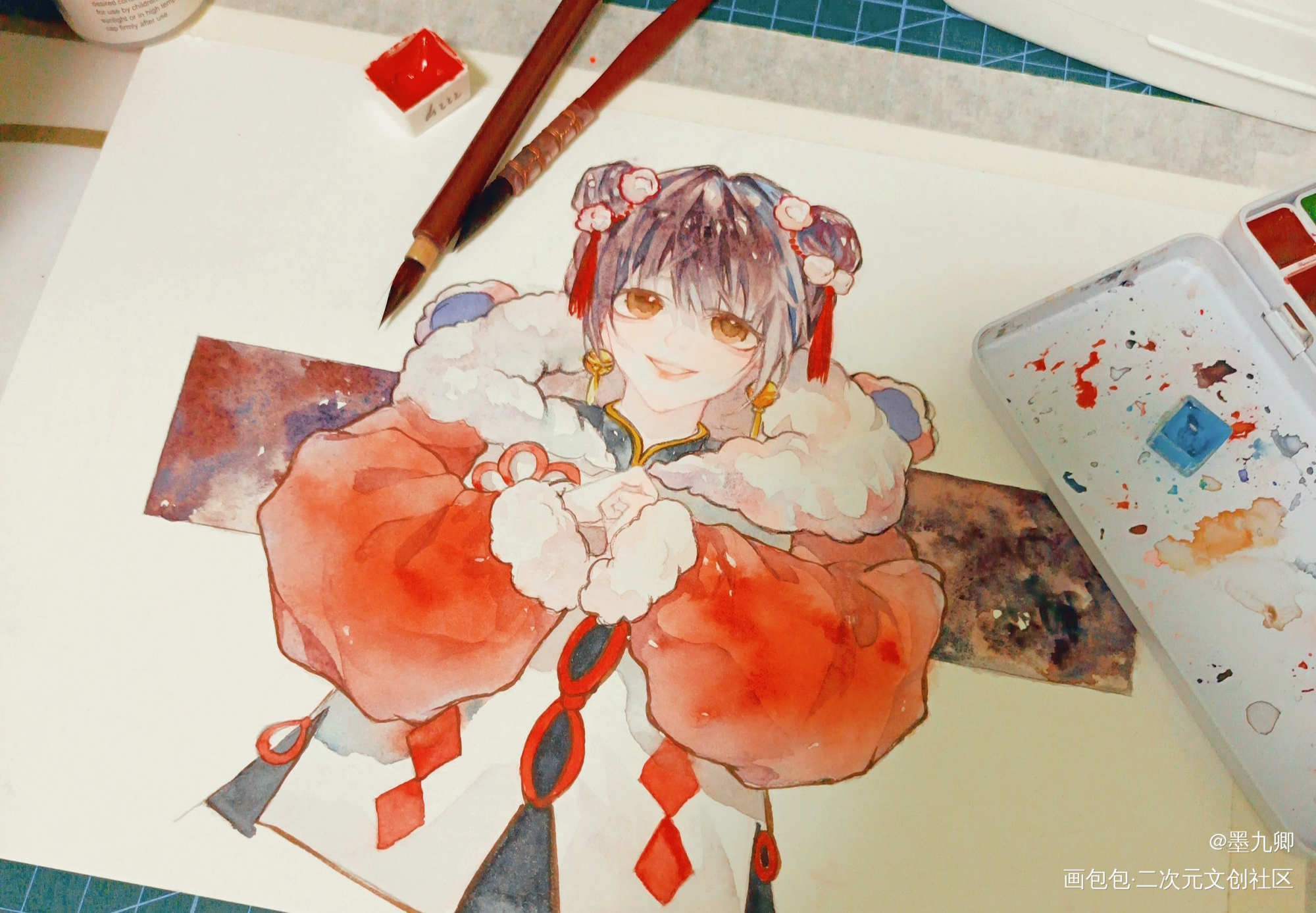 新年贺图来啦_手绘水彩绘画作品