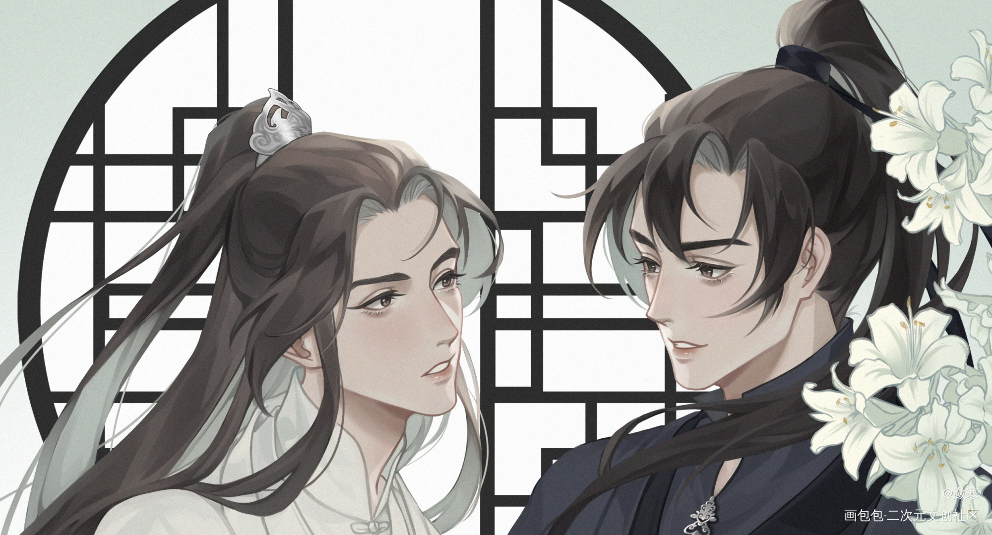 小年快乐_二哈和他的白猫师尊燃晚墨燃楚晚宁古风我要上首推插画同人绘画作品