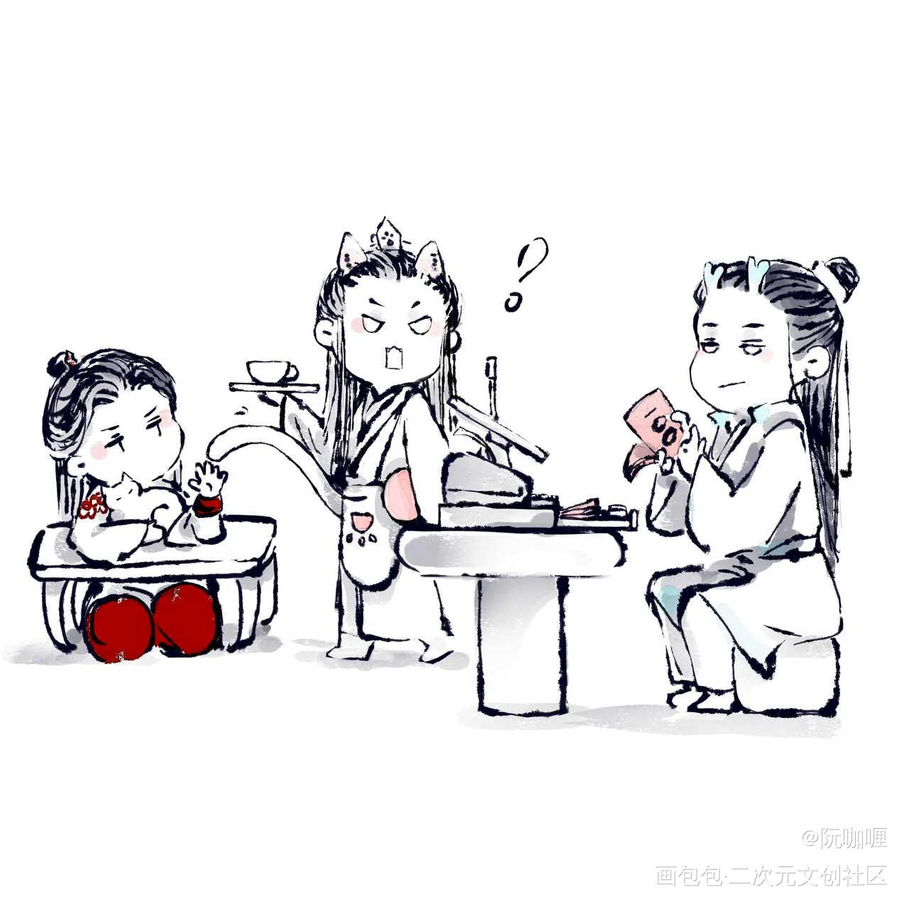 猫咖打工记_约稿绘画作品