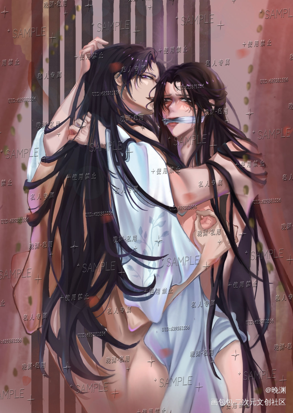 非~礼勿视~_二哈和他的白猫师尊燃晚绘画作品