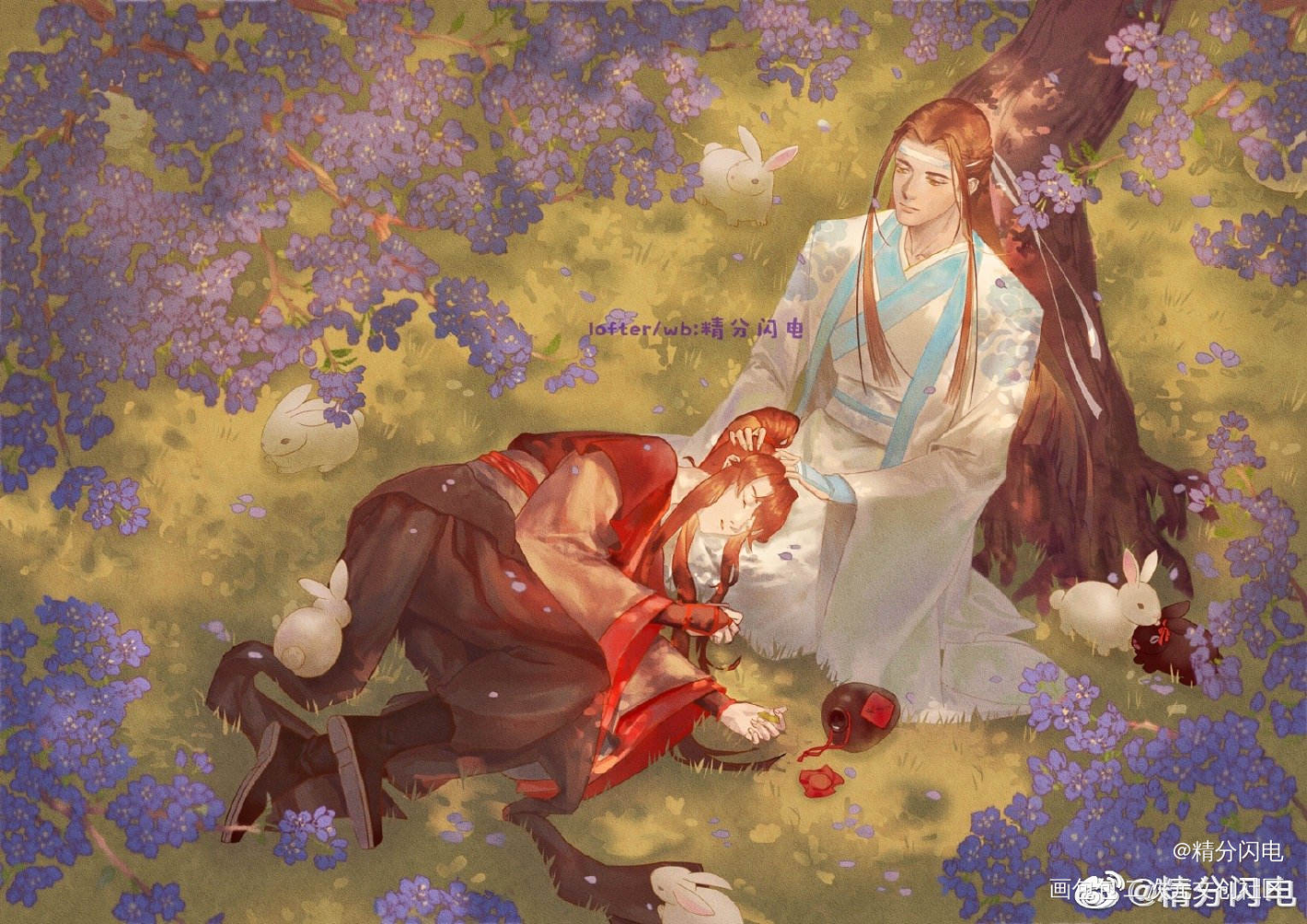 忘羡_魔道祖师忘羡魏婴蓝湛蓝忘机魏无羡魏无羡蓝忘机魔道祖师，天官赐福墨香铜臭绘画作品