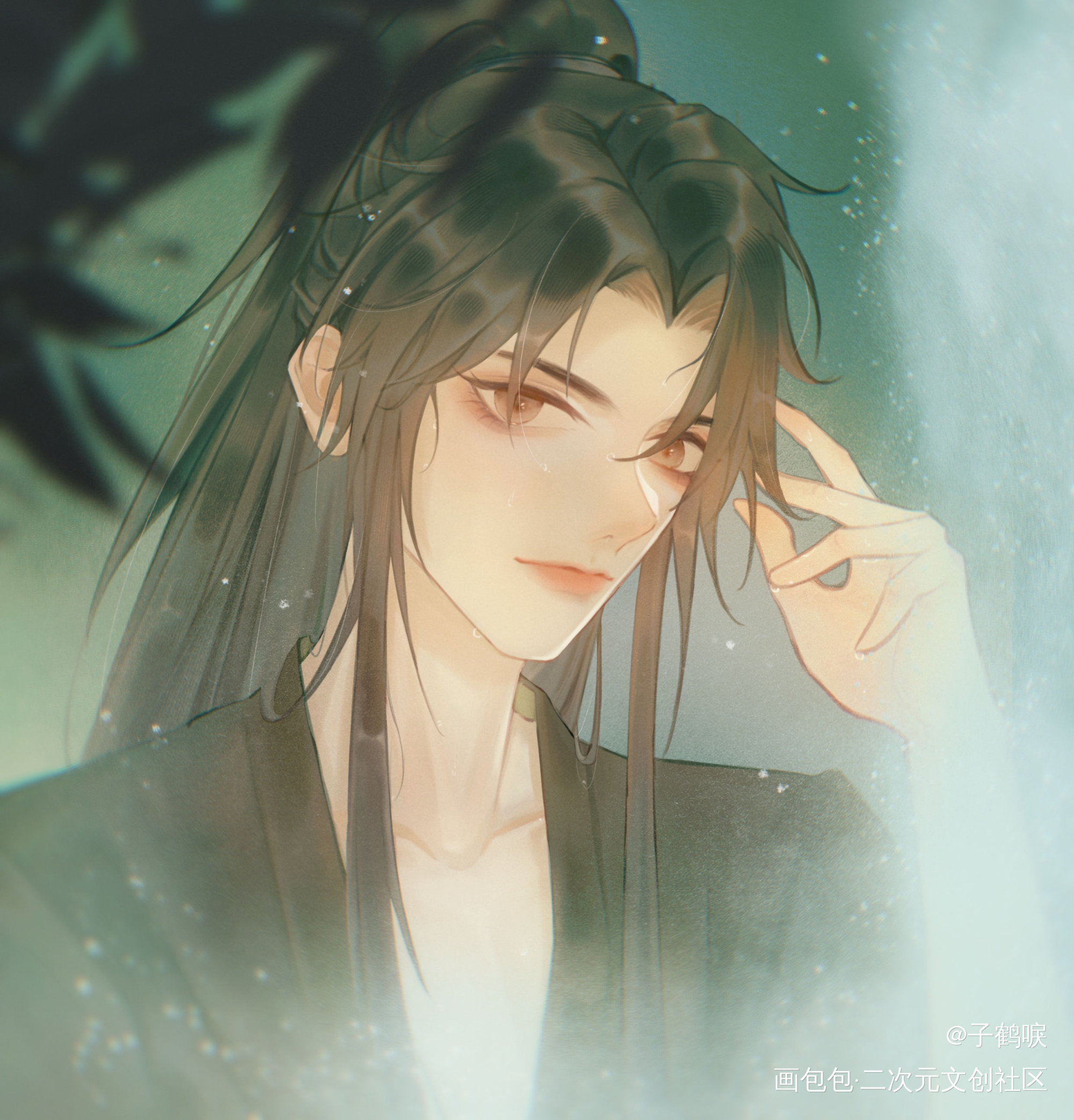 泡个温泉_二哈和他的白猫师尊燃晚墨燃楚晚宁古风绘画绘画作品