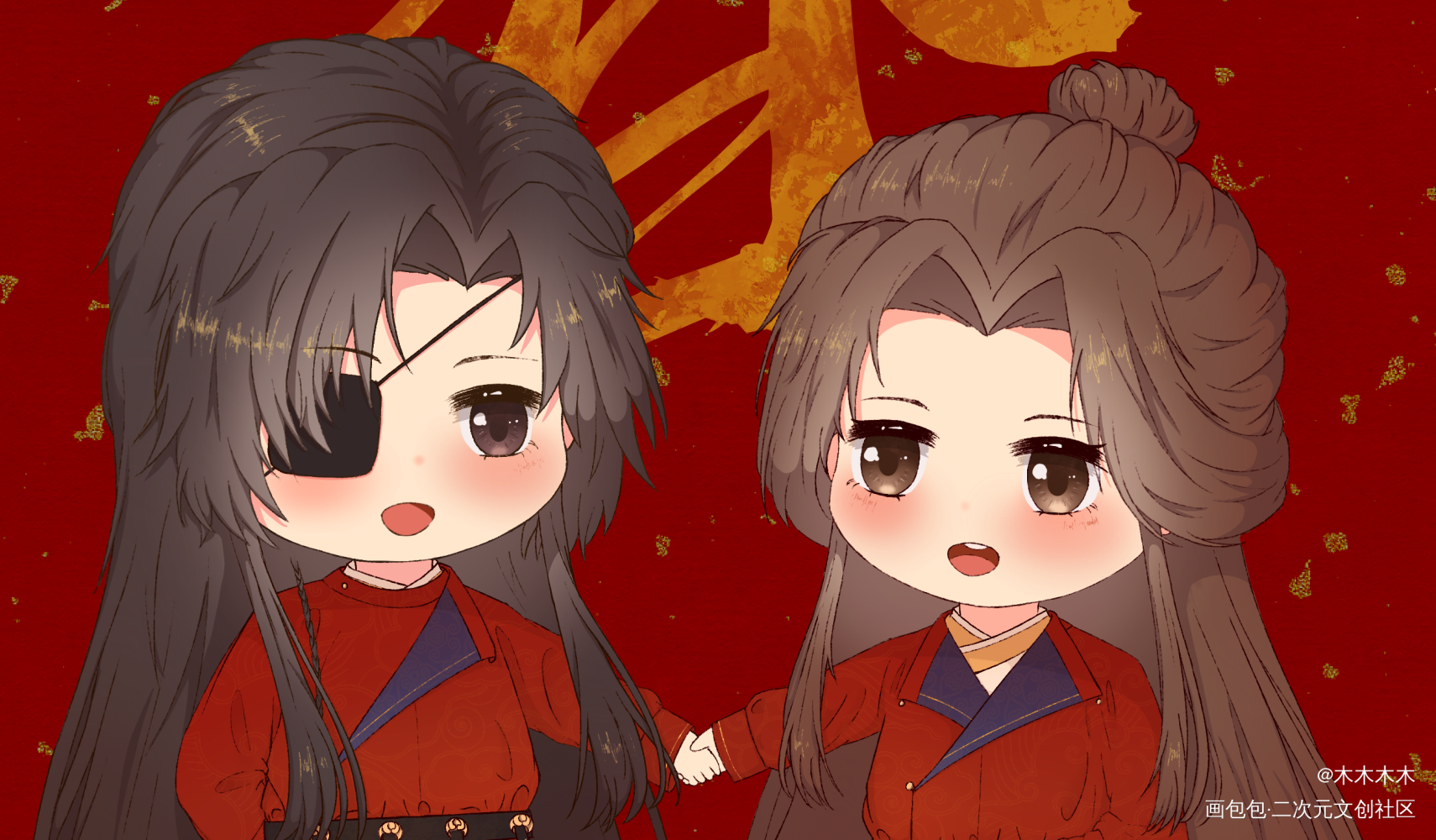 新年花怜_天官赐福花怜Q版墨香铜臭绘画作品