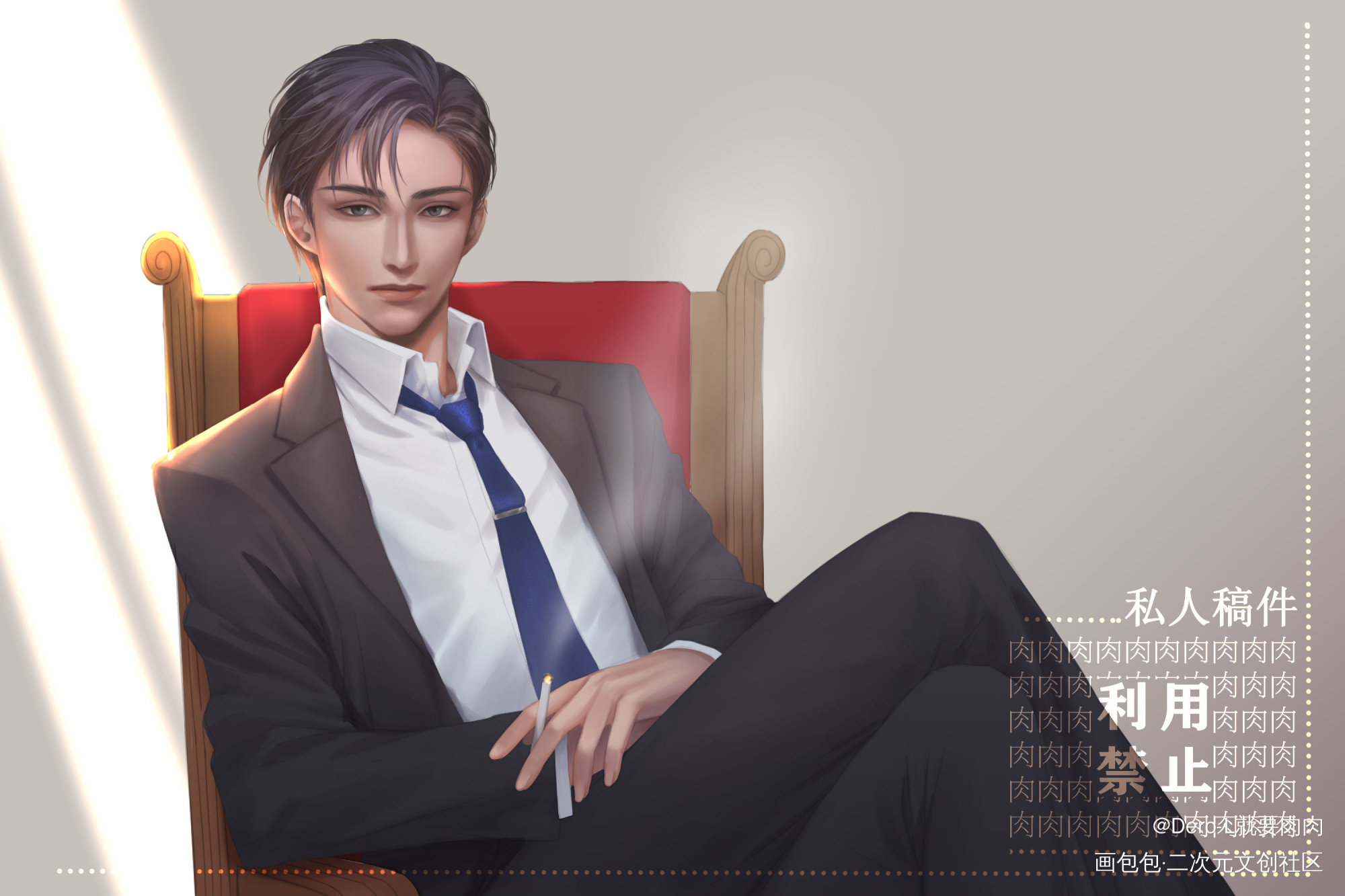 稿件_韩系厚涂插画稿件人物约稿绘画作品