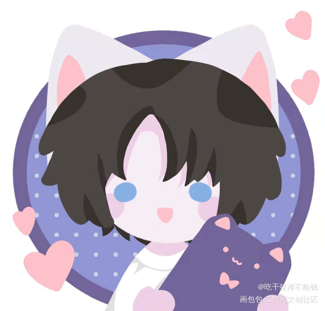 谁会拒绝两只豆豆眼猫猫_伪装学渣Q版绘画作品