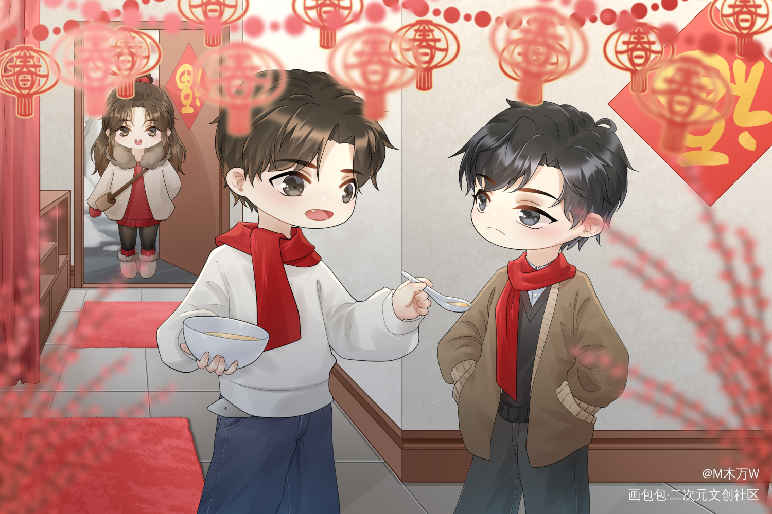 新年快乐！_病案本谢清呈贺予Q版绘画作品