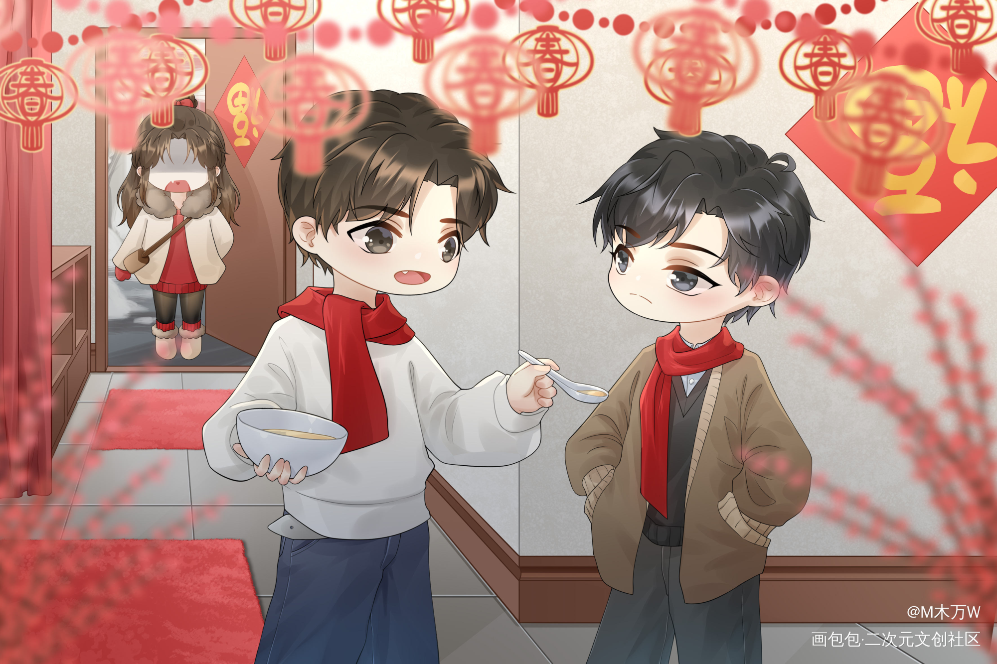 新年快乐！_病案本谢清呈贺予Q版绘画作品