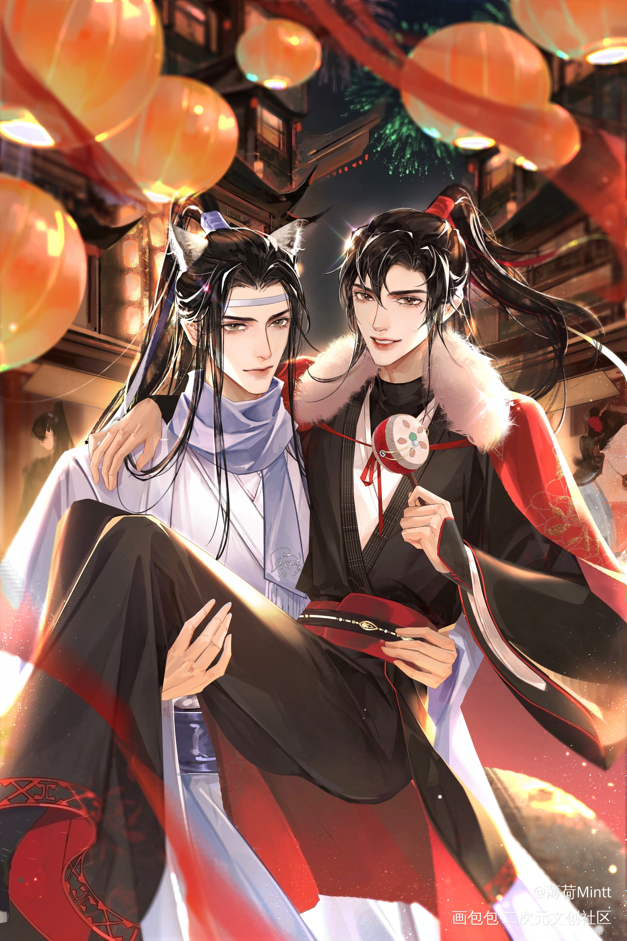 小情侣新年快乐_魔道祖师忘羡绘画作品