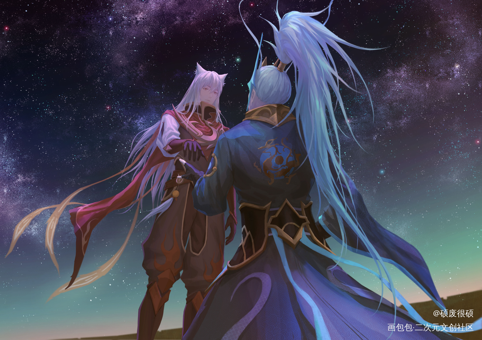 星夜の告白_王者荣耀铠约铠百里守约绘画作品
