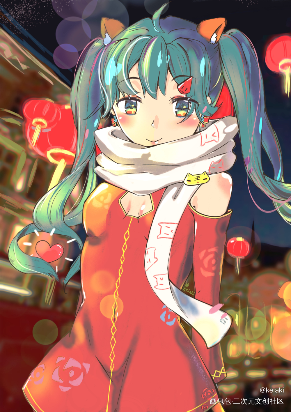 miku给大家拜个晚年_初音未来日系绘画绘画作品