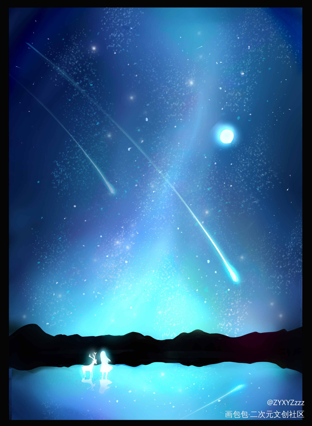 星空_平涂日系原创绘画作品