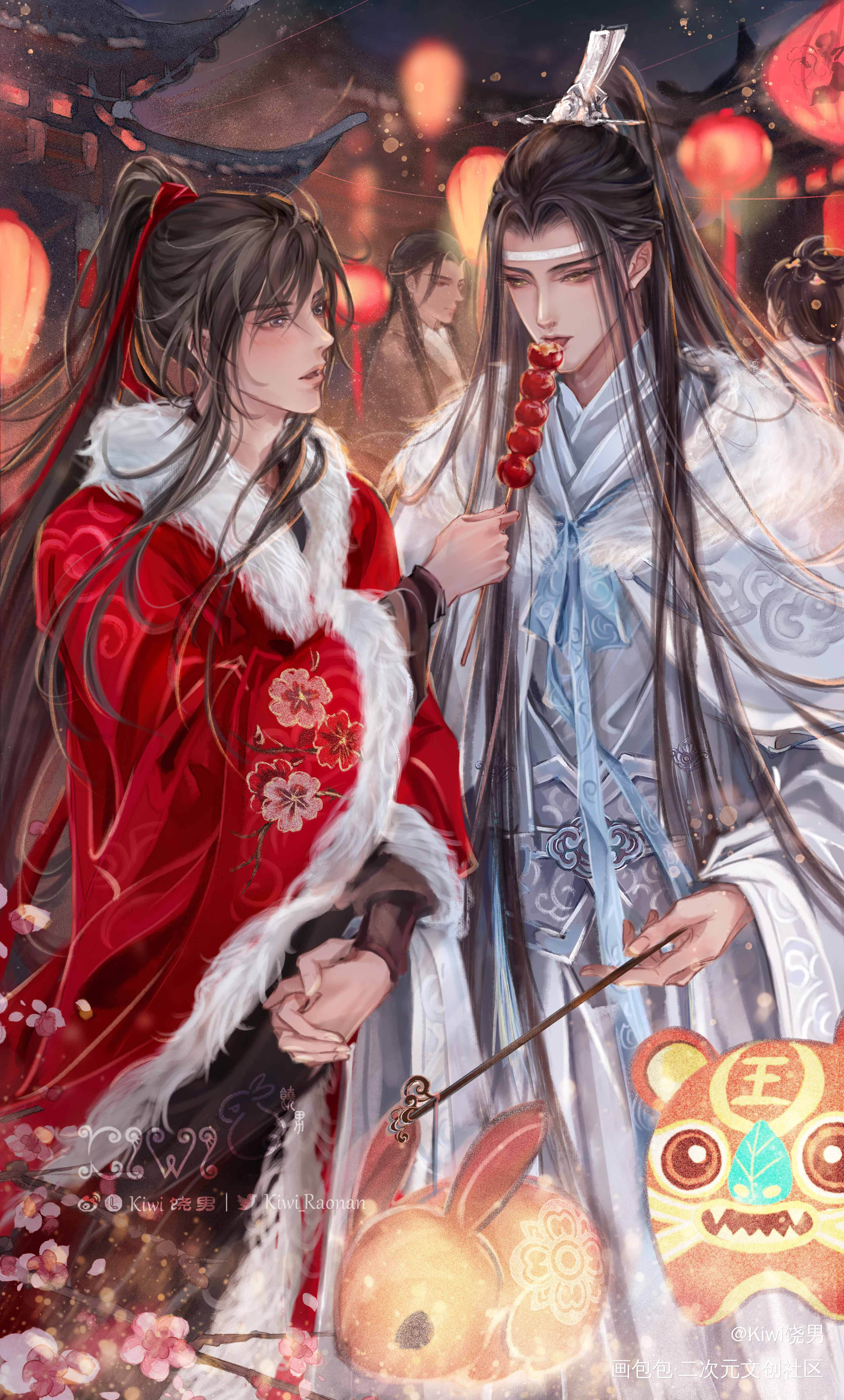 忘羡【新年快乐】_魔道祖师忘羡蓝忘机魏无羡厚涂绘画作品