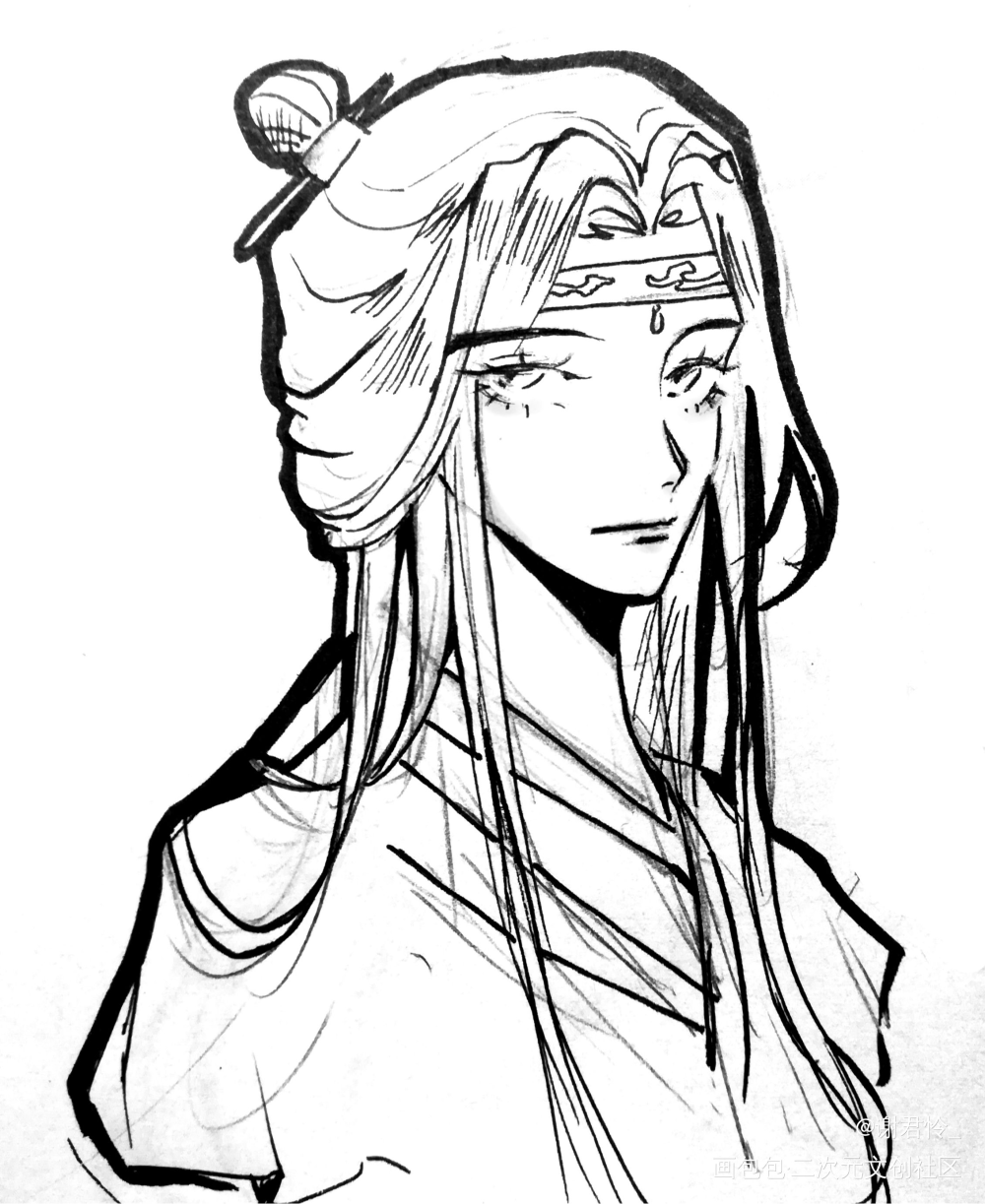 叽_魔道祖师蓝忘机手绘古风头像同人绘画作品