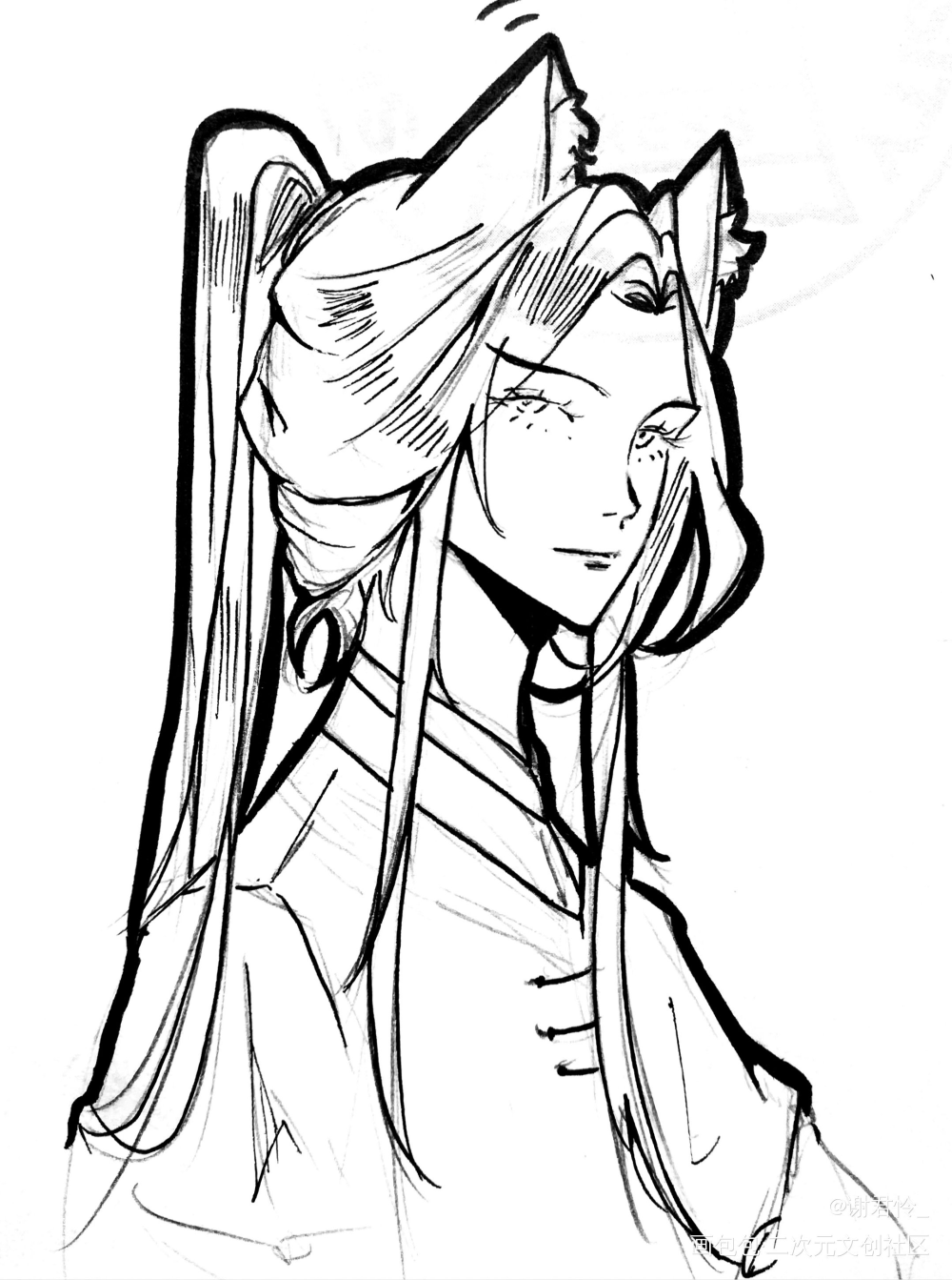 猫宁(^･ｪ･^)_二哈和他的白猫师尊楚晚宁手绘古风头像同人绘画作品