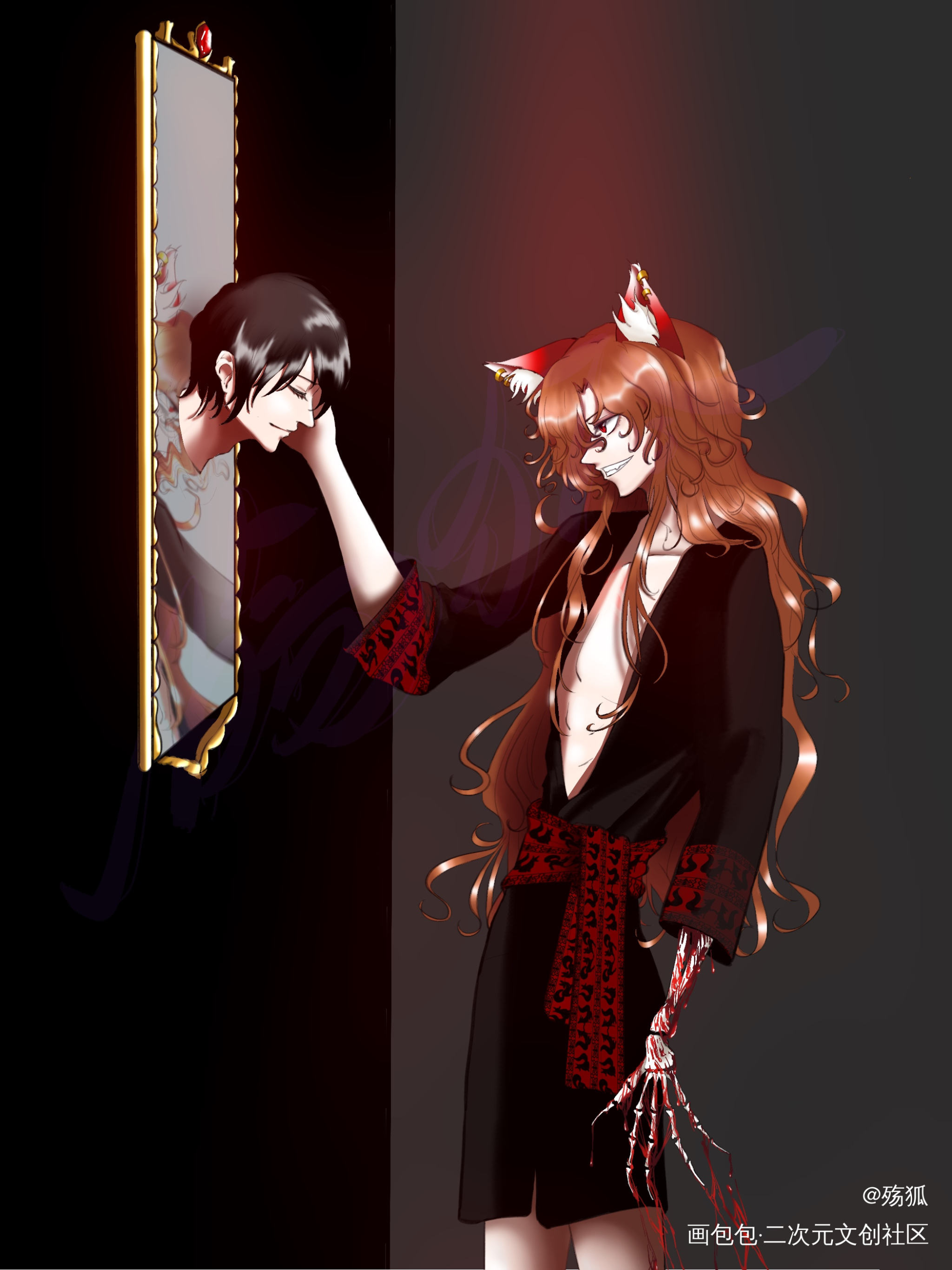 楚_平涂日系楚匛摸鱼自设约稿板绘oc绘画作品