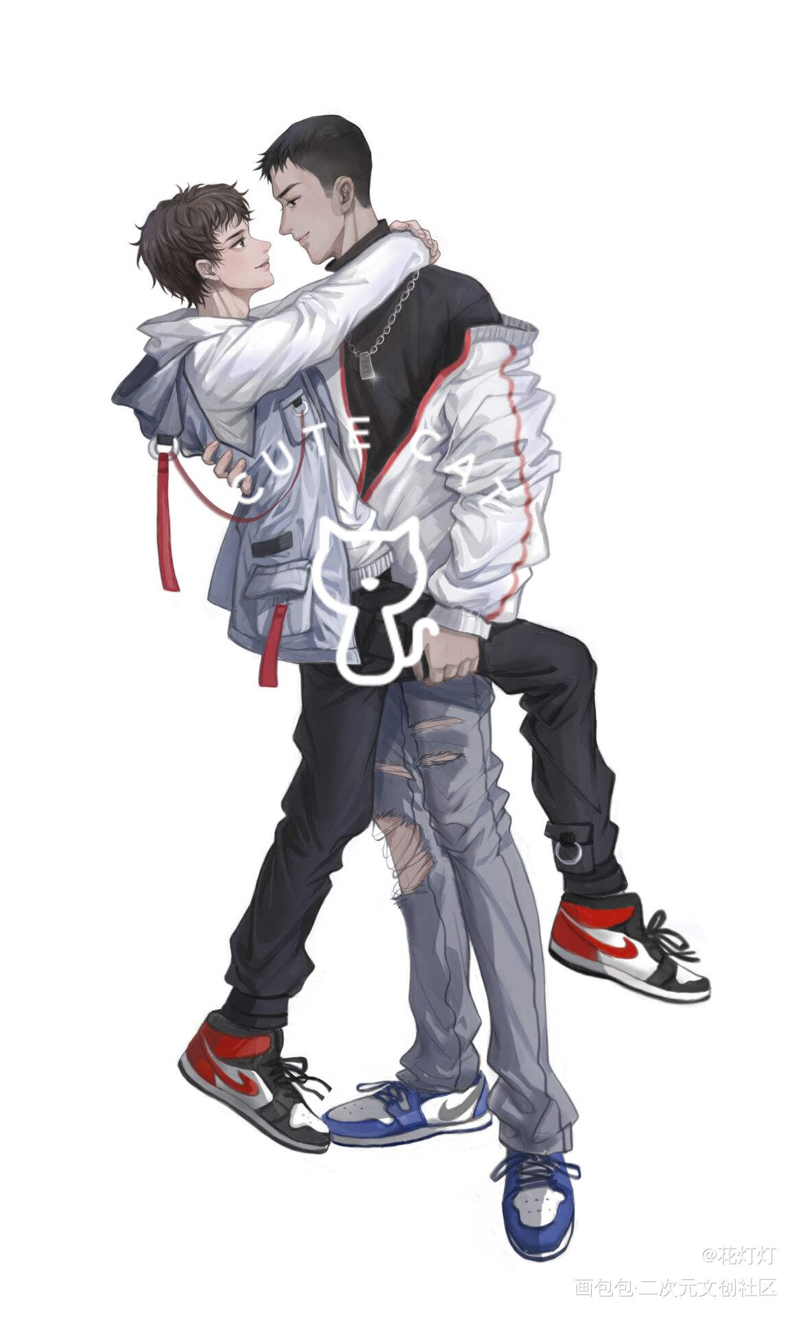 抱抱_小白杨188男团俞白白新羽俞风城绘画作品