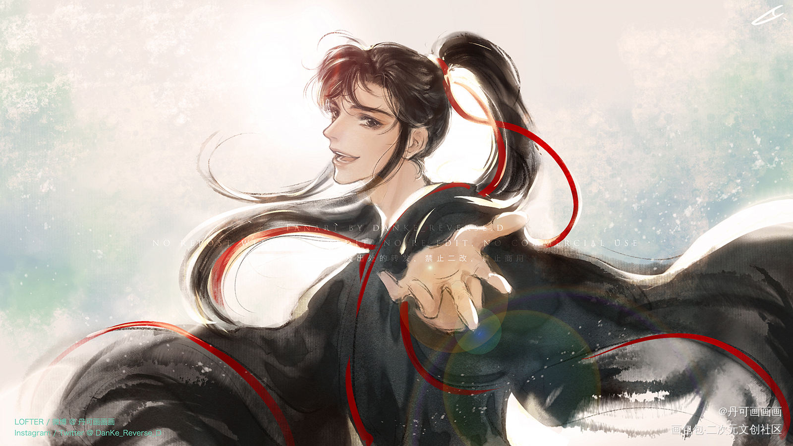 “来呀蓝湛～”_魔道祖师忘羡魏无羡绘画作品