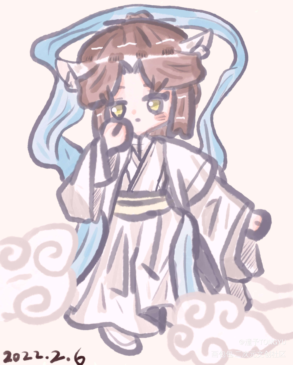 晚宁_二哈和他的白猫师尊楚晚宁Q版同人板绘绘画绘画作品