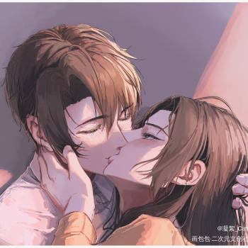 亲了_骑鲸南去不要在垃圾桶里捡男朋友娄池平涂日系同人绘画作品