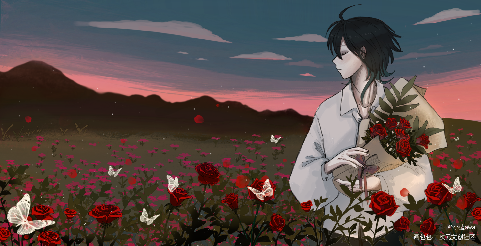 花海_我只喜欢你的人设夏习清绘画作品