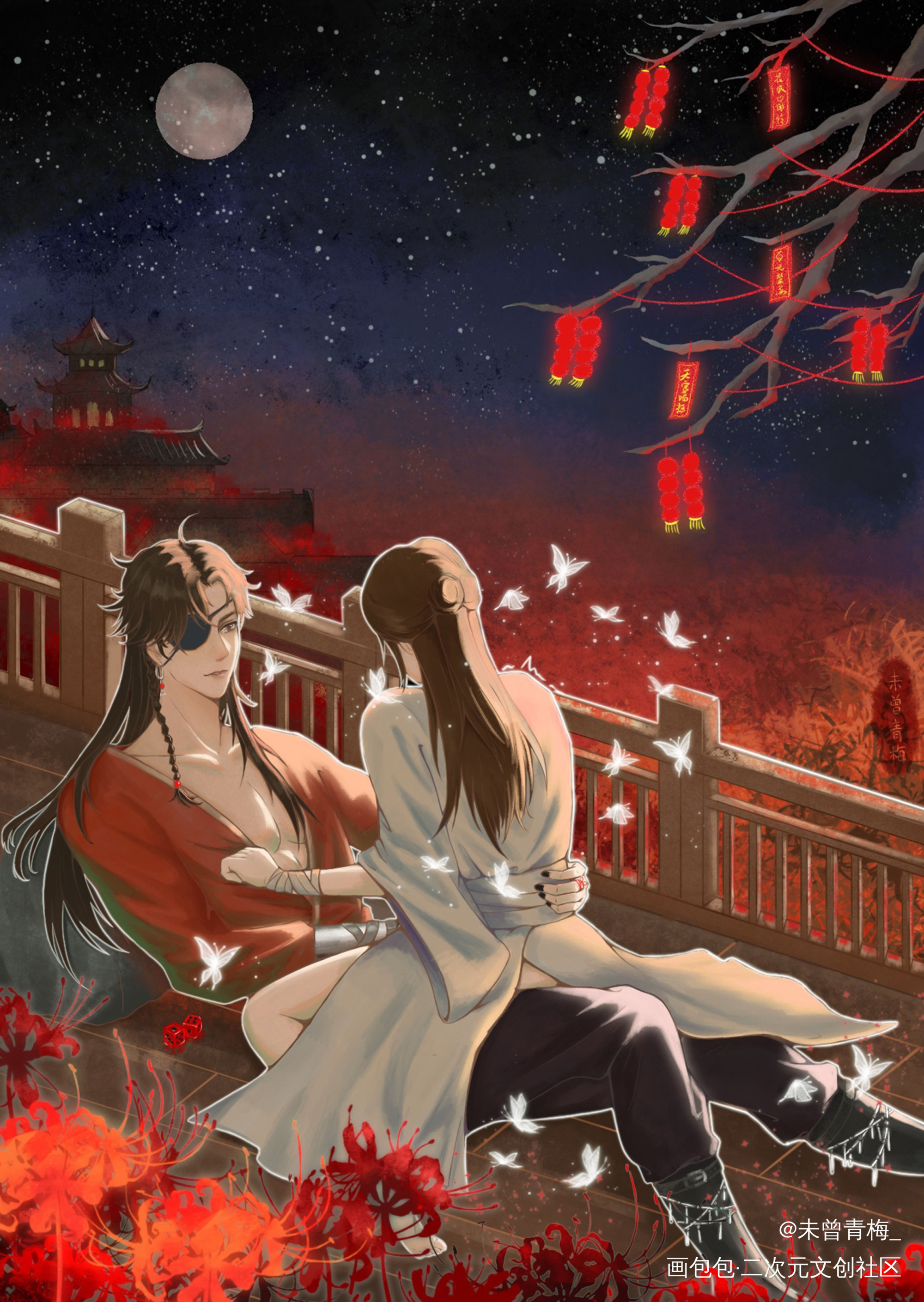 花怜•骰子游戏_天官赐福花怜谢怜花城古风绘画作品