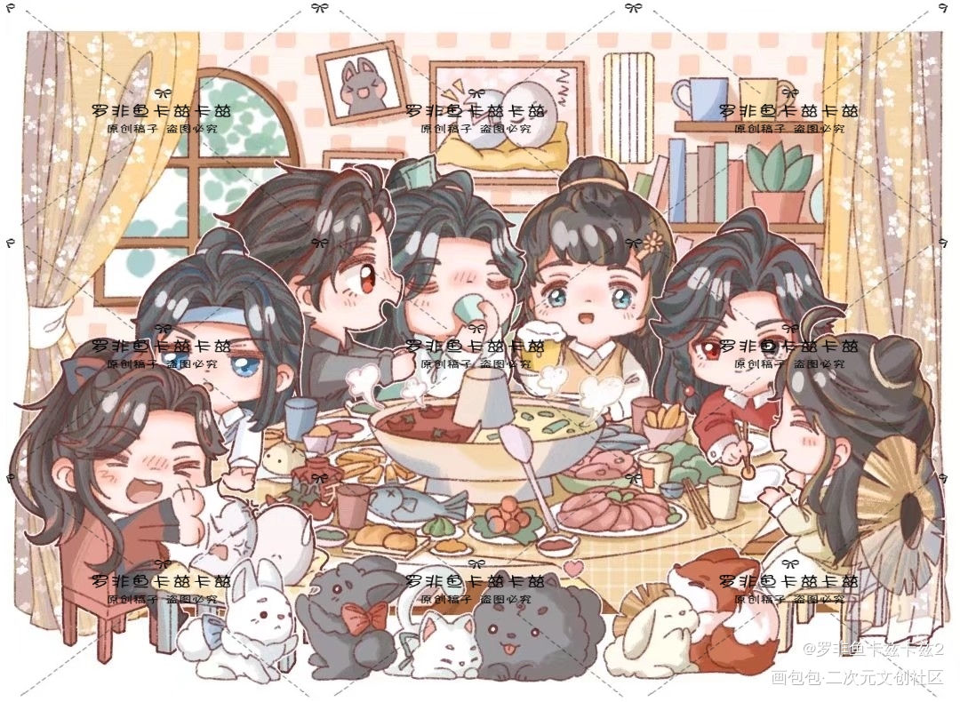 全家福_人渣反派自救系统天官赐福魔道祖师冰秋花怜忘羡绘画作品