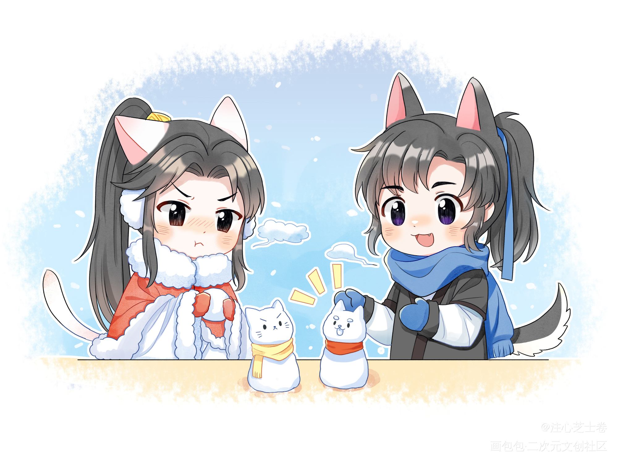 _二哈和他的白猫师尊燃晚墨燃楚晚宁绘画作品