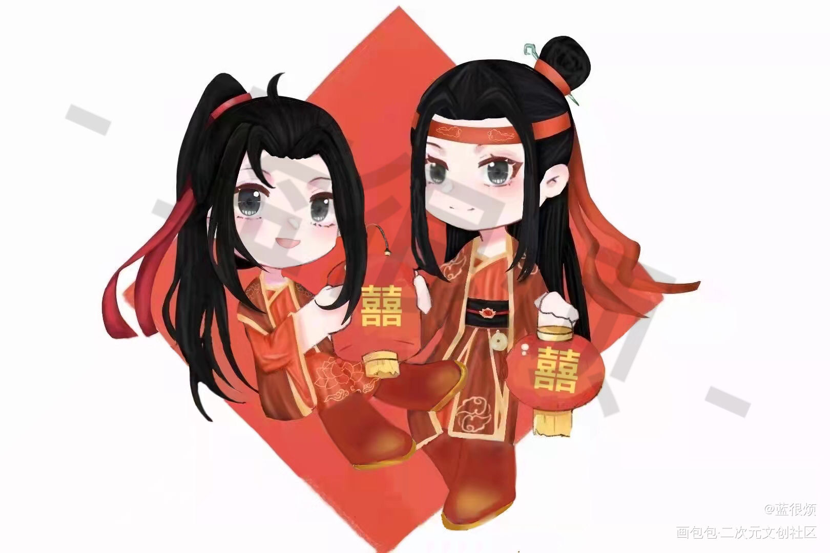 忘羡_魔道祖师忘羡Q版绘画作品