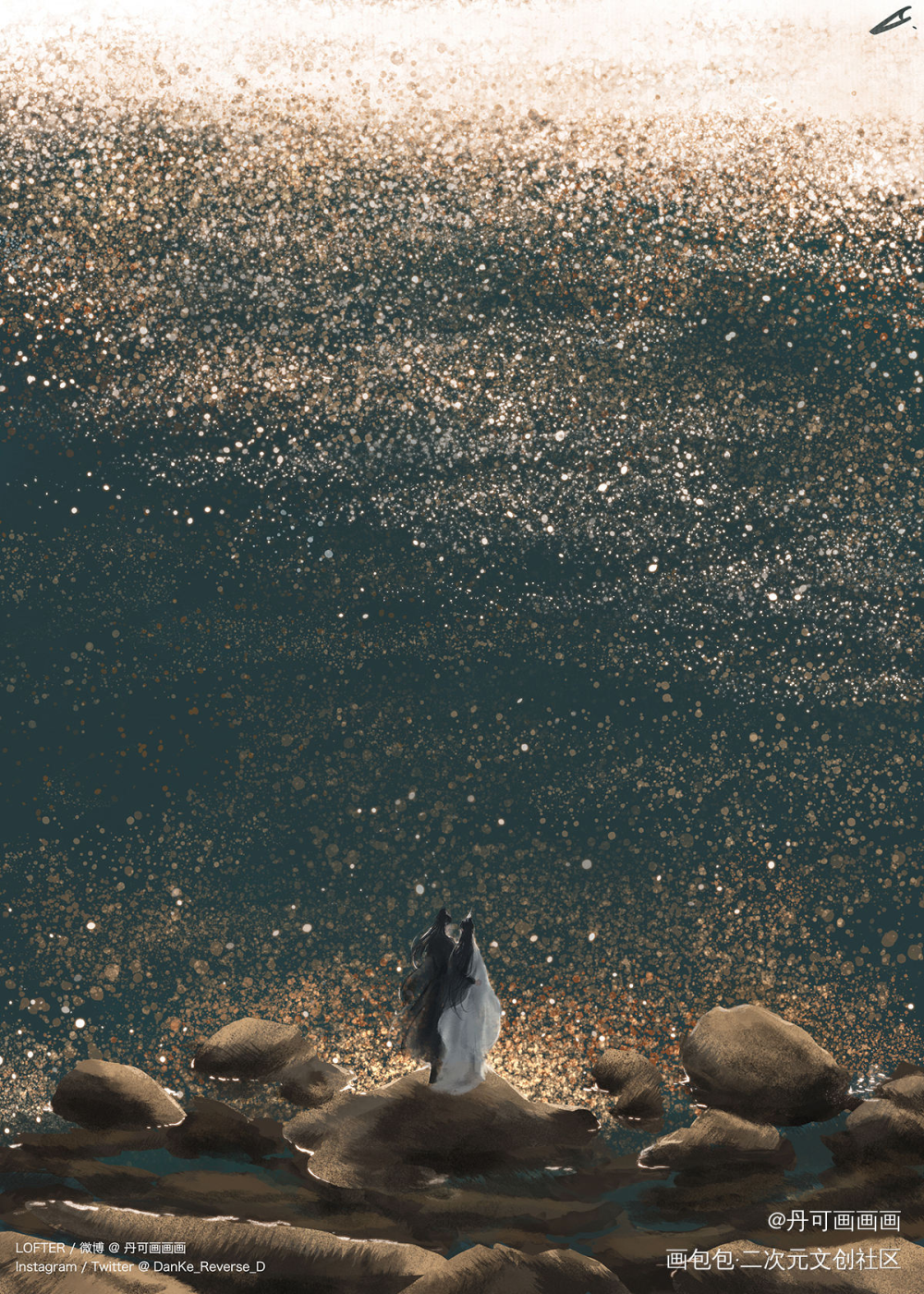 飞花岛的黄昏_二哈和他的白猫师尊燃晚墨燃楚晚宁绘画作品