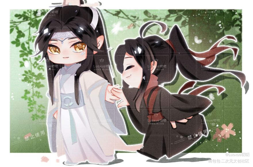 【约稿】魏婴，来。_魔道祖师忘羡蓝忘机魏无羡古风Q版绘画作品