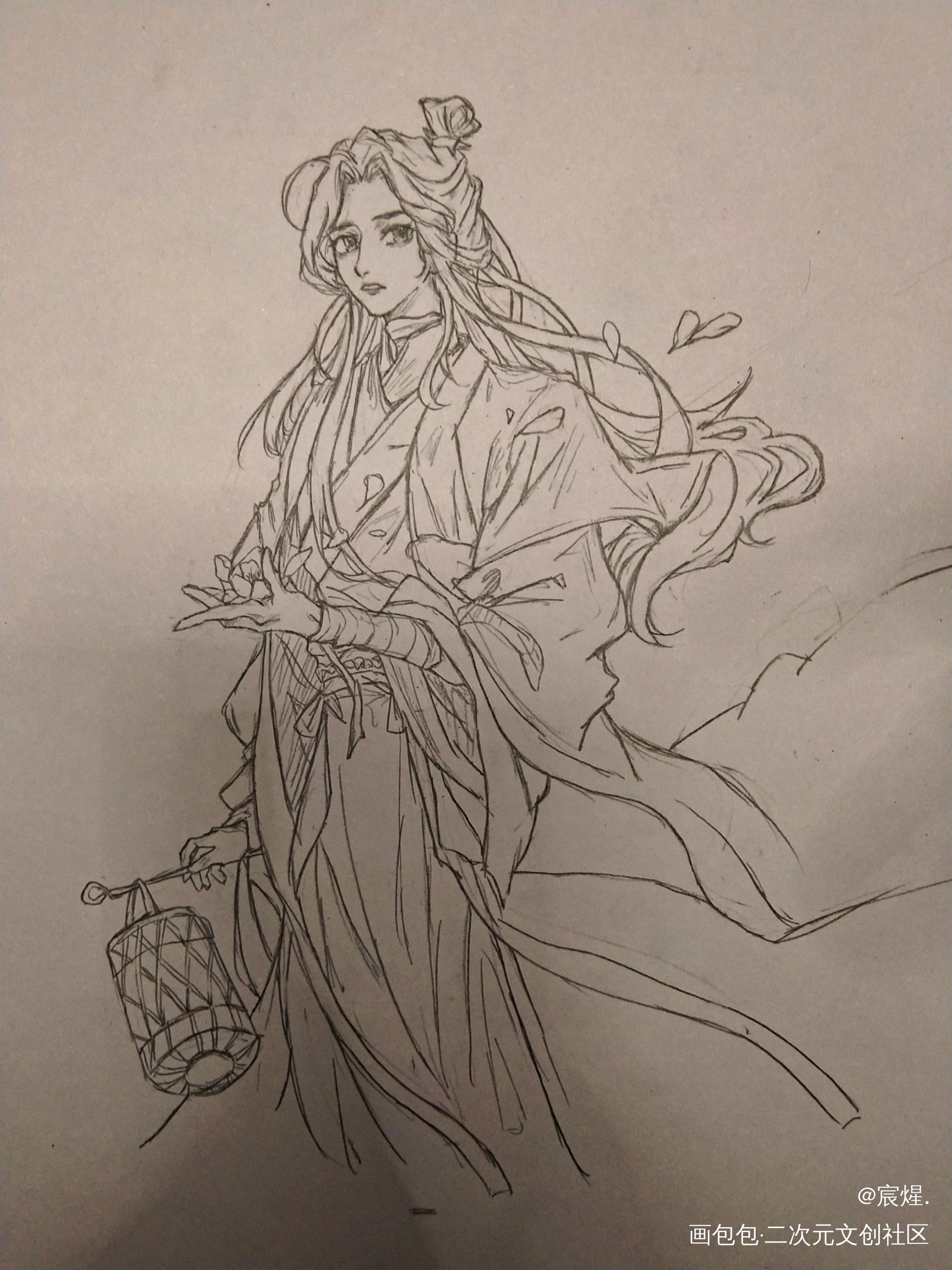 又是给学校交作品的一天_天官赐福花怜手绘绘画作品