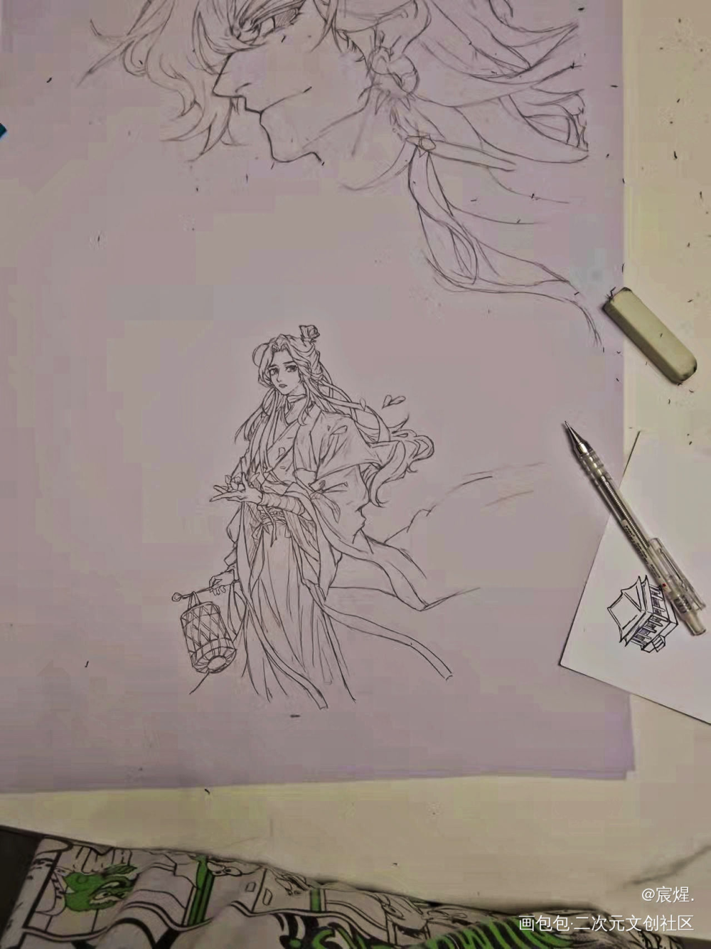 又是给学校交作品的一天_天官赐福花怜手绘绘画作品