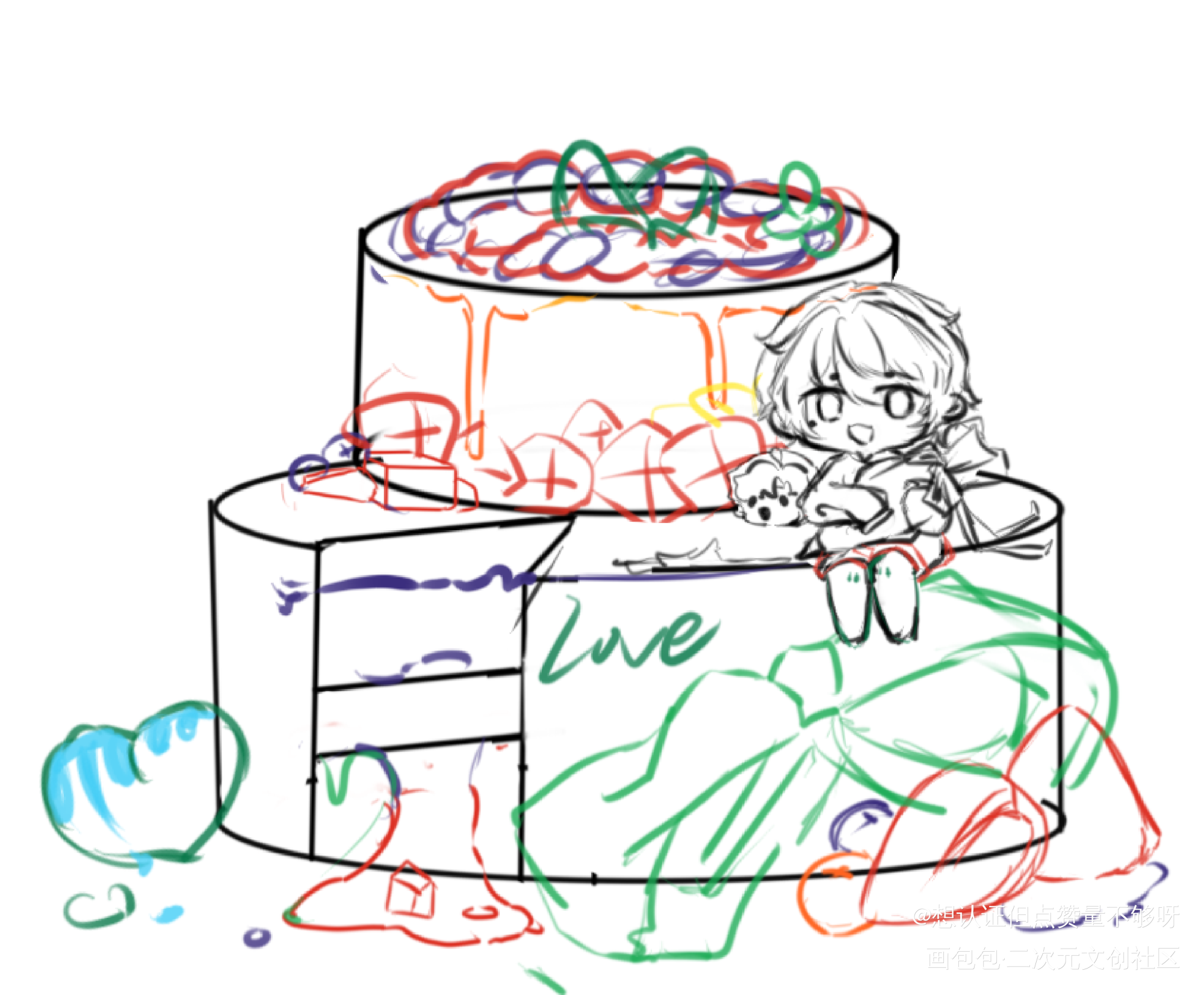 俞哥的生贺草图_伪装学渣朝俞Q版绘画作品