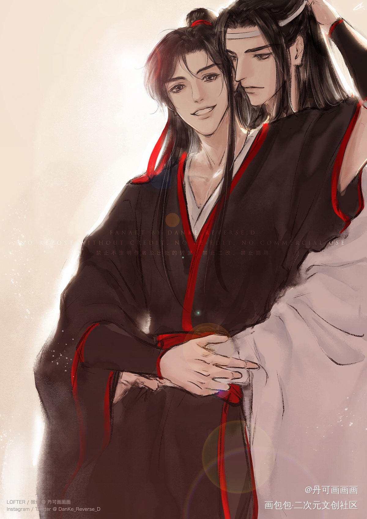 激情摸个小情侣贴贴❤️_魔道祖师忘羡蓝忘机魏无羡绘画作品
