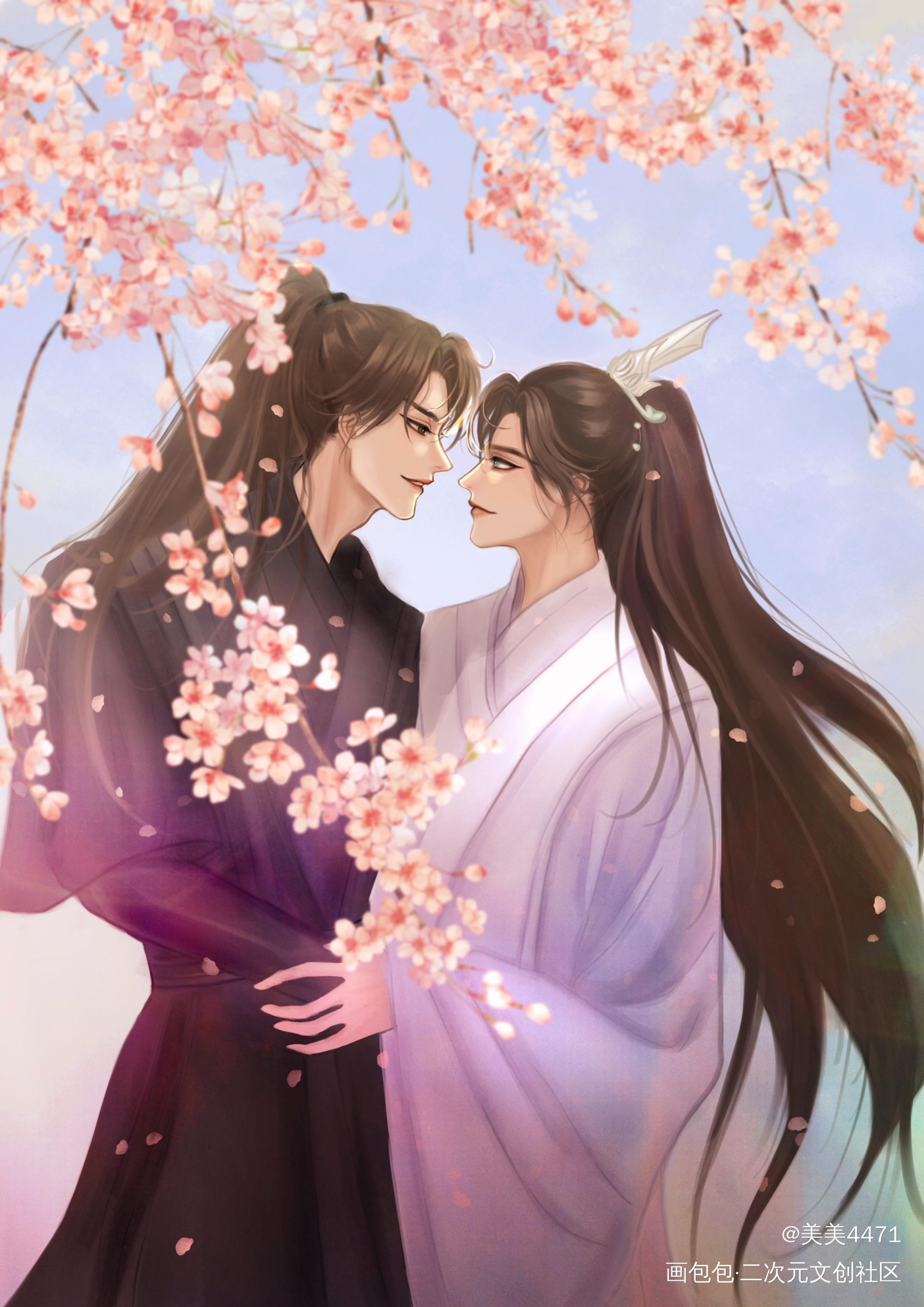 摸鱼二哈和他的白猫师尊_二哈和他的白猫师尊燃晚楚晚宁墨燃墨燃楚晚宁手绘古风稿件展示绘画作品
