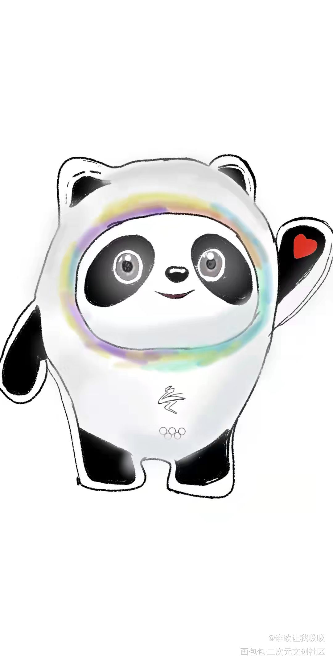 摸了一个冰墩墩_Q版我要上首推冰墩墩绘画作品
